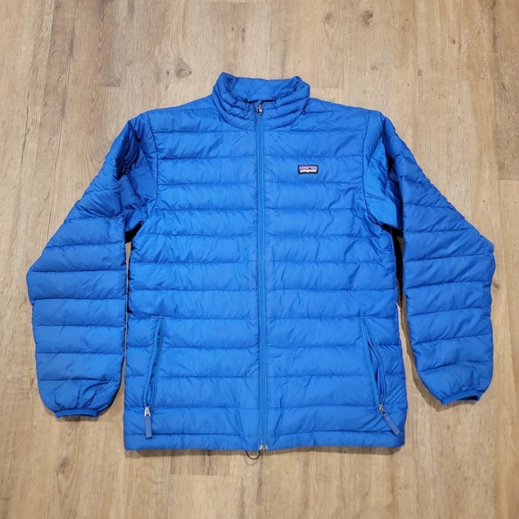 Patagonia Goose Down Sweater Jacket Youth XL 14 Boys Grey Full Zip Puffer Coat - Picture 2 of 14